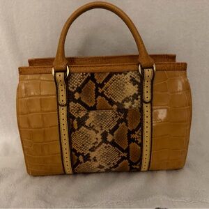 Brahmin Tan and Brown Satchel